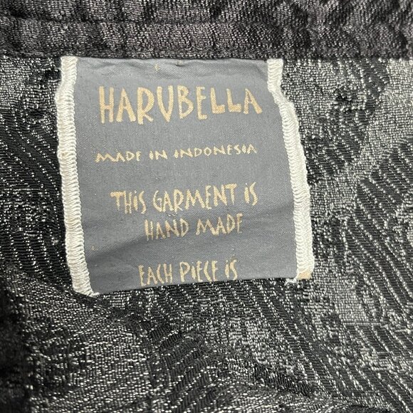Harubella Hand Made Textured Crinkle Jacket Women Medium Button Front Gray Black - Picture 3 of 11